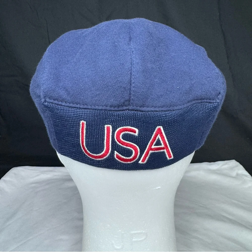 2004 Roots Greece Olympics Team USA Blue Flat Cap Newsboy Cabbie Beret Hat S/M - Picture 5 of 12